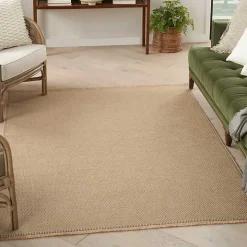 Natural Jute Solid Woven Area Rug, 7x9