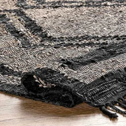 Natural Leather Flatweave ZigZag Area Rug, 8x10