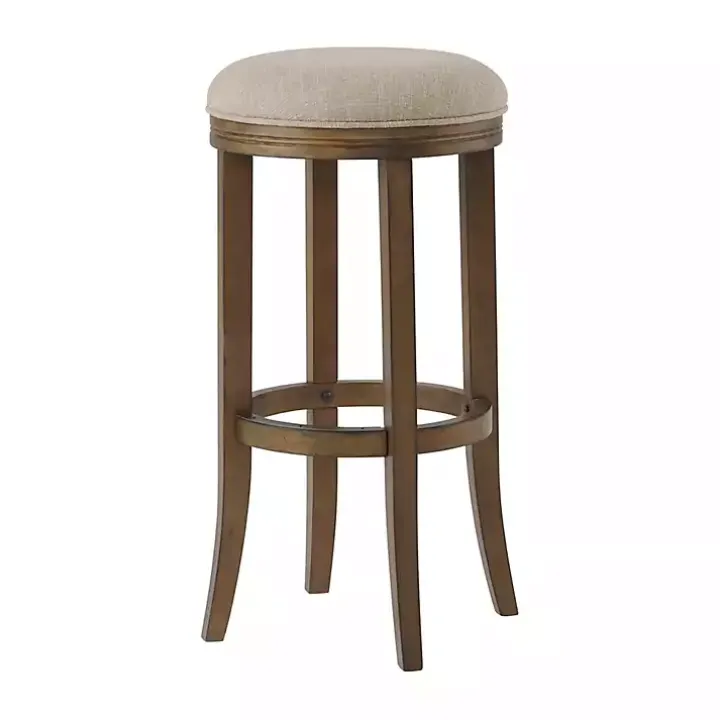 Natural Linen and Wood Bar Stool