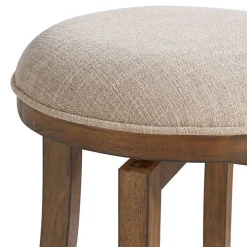 Natural Linen Barrel Base Swivel Counter Stool Set