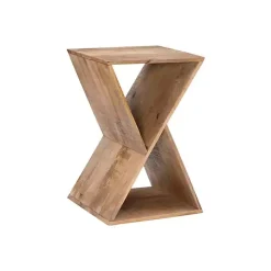 Natural Mango Wood Hourglass Accent Table