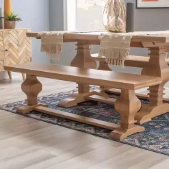 Natural Pine Wood Knotted Column Bench