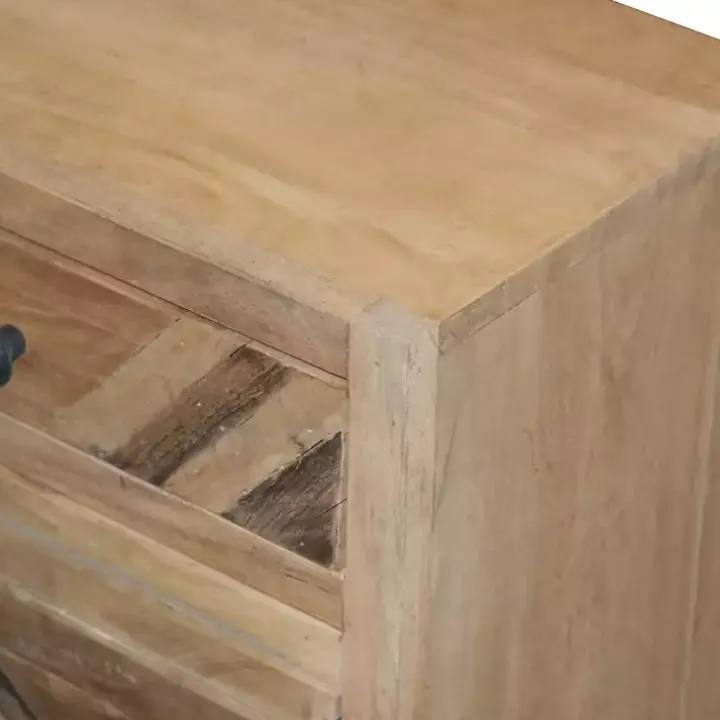 Natural Reclaimed Wood Diagonal Slats Nightstand