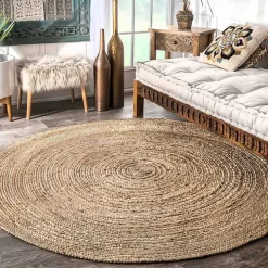 Natural Reno Woven Round Area Rug, 4 ft.