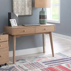 Natural Ripples 2-Drawer Wood Desk