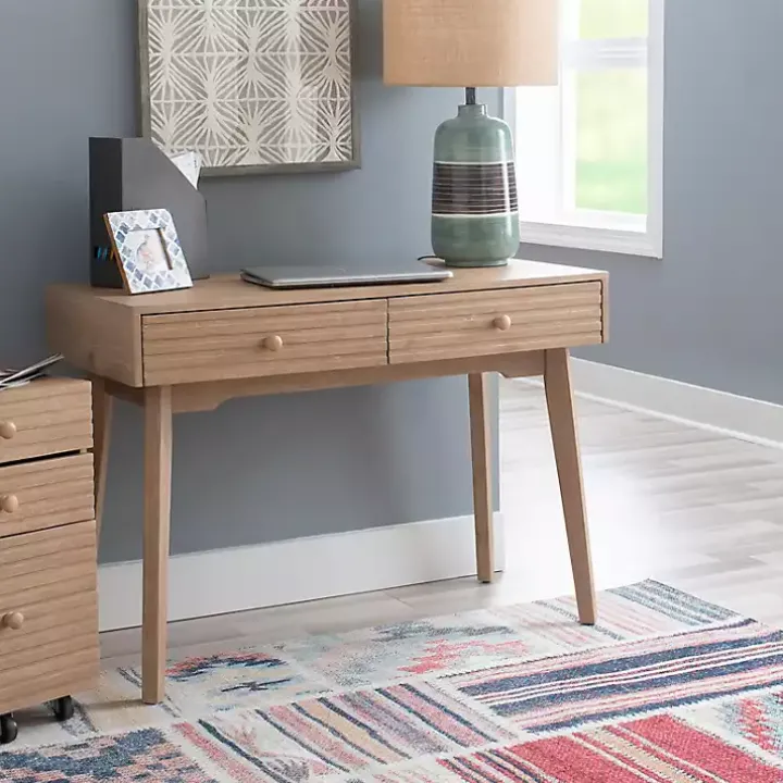 Natural Ripples 2-Drawer Wood Desk