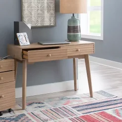 Natural Ripples 2-Drawer Wood Desk