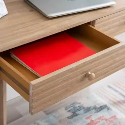 Natural Ripples 2-Drawer Wood Desk