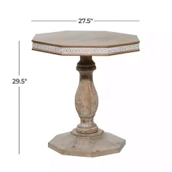Natural Rustic Wood Octagon Accent Table