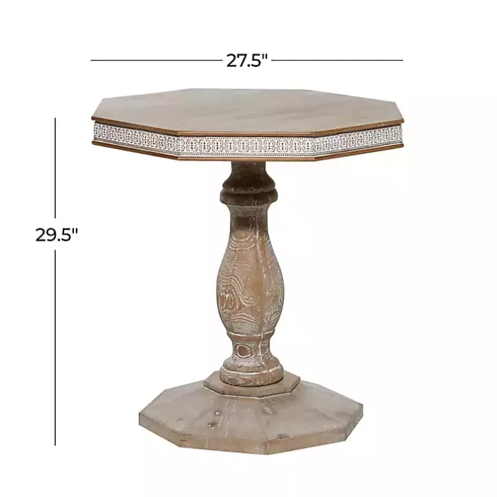 Natural Rustic Wood Octagon Accent Table