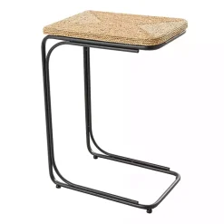 Natural Seagrass and Black Metal C-Table
