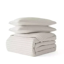 Natural Stitched Stripes 3-pc. Queen Quilt Set