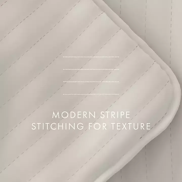 Natural Stitched Stripes 3-pc. Queen Quilt Set
