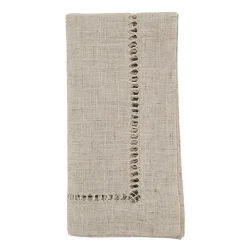 Natural Tan Hemstitch Boarder Napkins, Set of 12