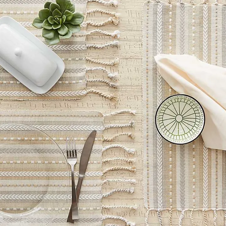 Natural Tonal Stripe Placemats, Set of 6