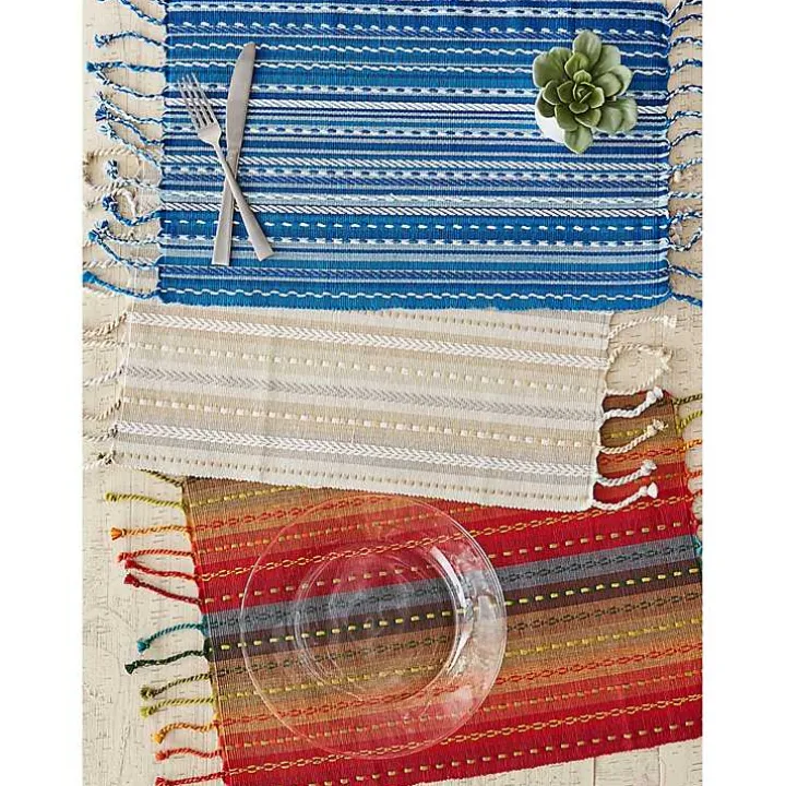 Natural Tonal Stripe Placemats, Set of 6