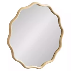 Natural Wavy Scallop Round Wall Mirror