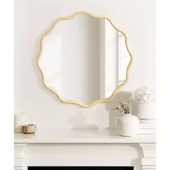 Natural Wavy Scallop Round Wall Mirror