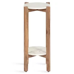 Natural Wood and Marble Moxley Accent Table