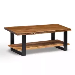 Natural Wood and Metal Coffee Table