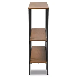 Natural Wood and Metal 3-Tier Console Table