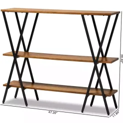 Natural Wood and Metal 3-Tier Console Table