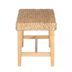 Natural Wood and Woven Hyacinth Bench