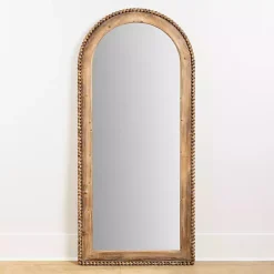 Natural Wood Beaded Arch Leaner Mirror