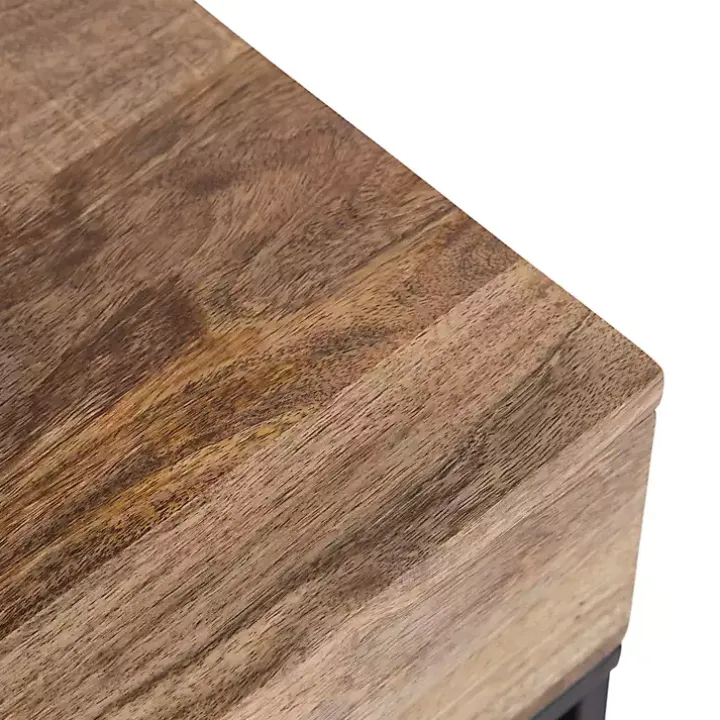 Natural Wood Black Metal Console Table