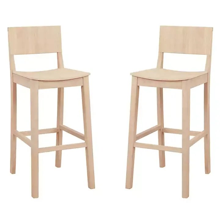 Natural Wood Devin Bar Stools, Set of 2
