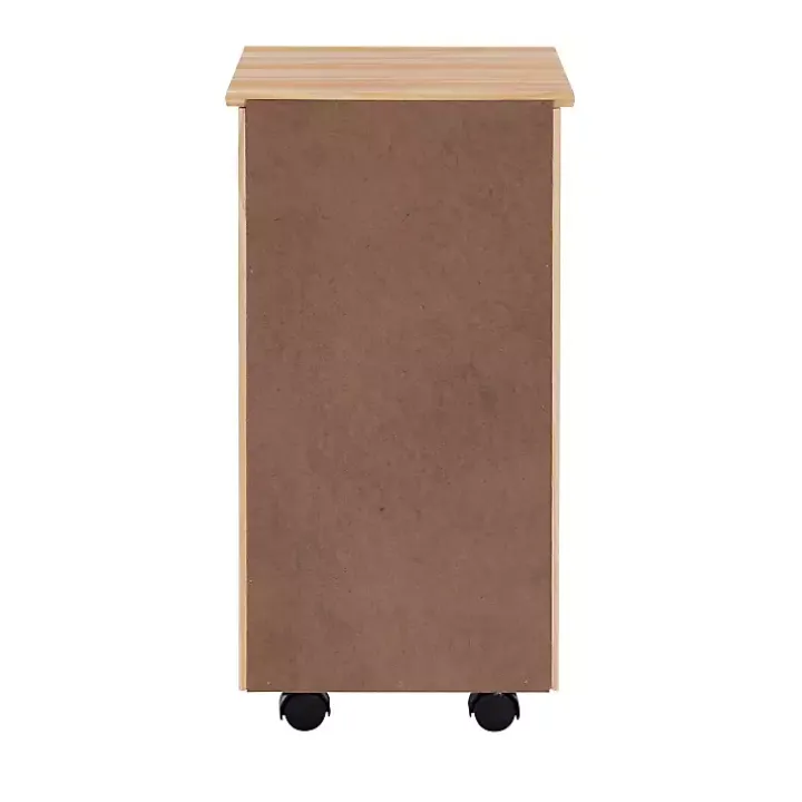 Natural Wood 6-Drawer Cary Storage Cart