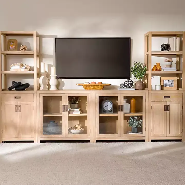 Natural Wood Glass Door Modular Cabinet