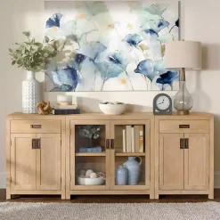 Natural Wood Glass Door Modular Cabinet