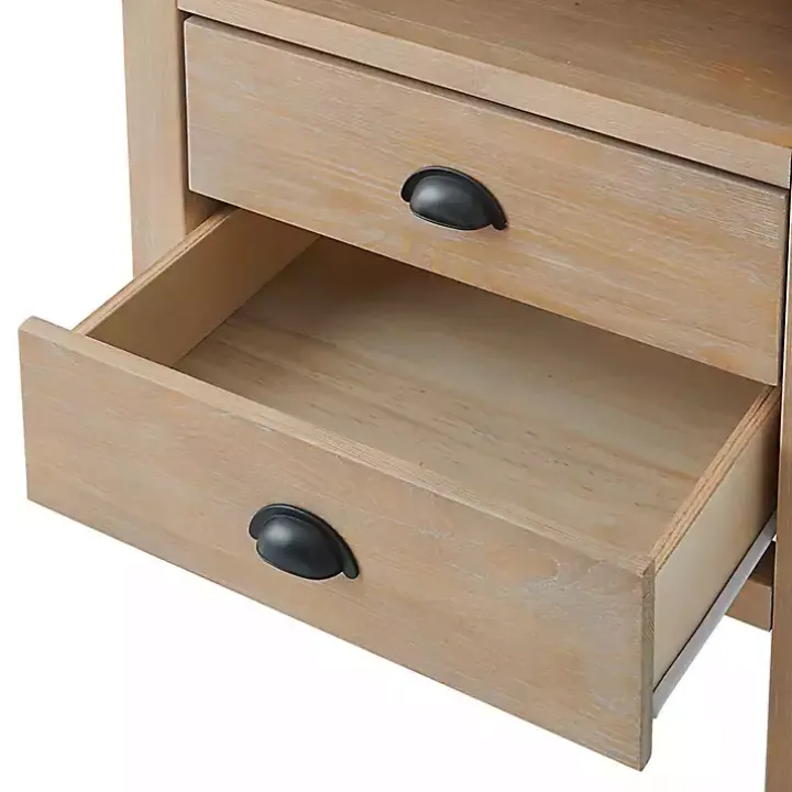 Natural Wood Grain Open Storage Nightstand
