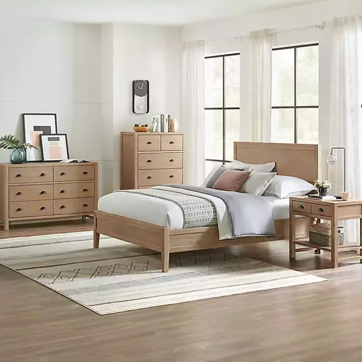 Natural Wood Grain Open Shelf Nightstand