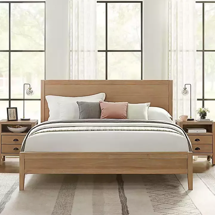 Natural Wood Grain Panel King Bed