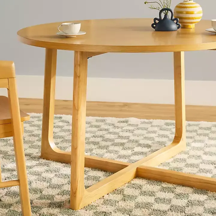 Natural Wood Modern Round Dining Table