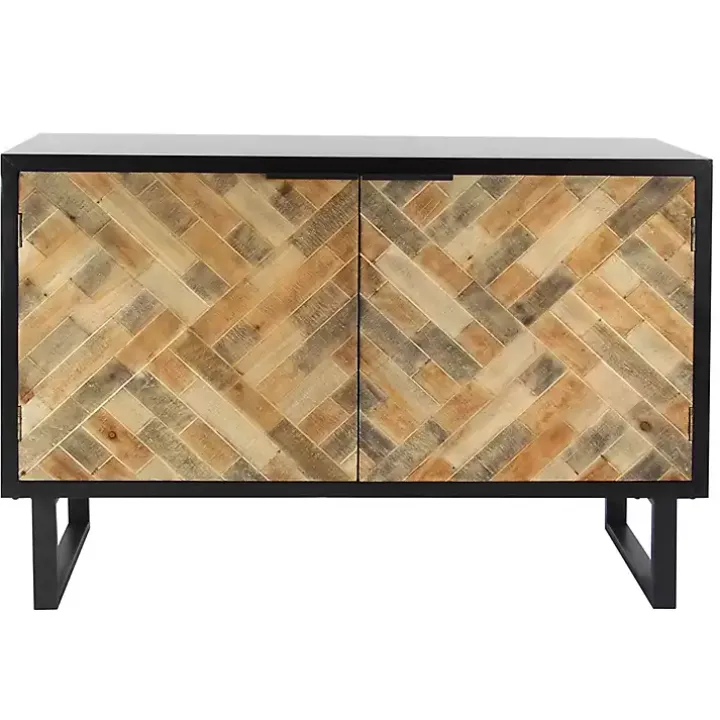 Natural Wood Mosaic Paneling Cabinet