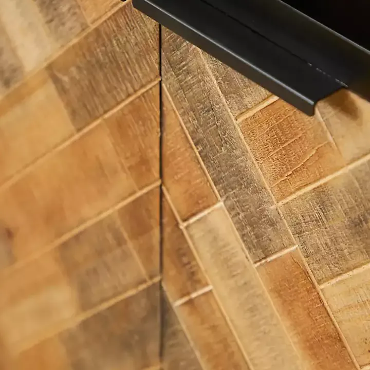 Natural Wood Mosaic Paneling Cabinet