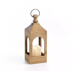 Natural Wood Open Frame Lantern, 15 in.