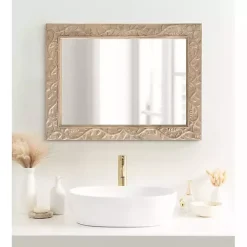 Natural Wood Ornate Carved Wall Mirror