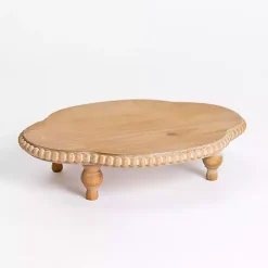 Natural Wood Scalloped Beaded Riser