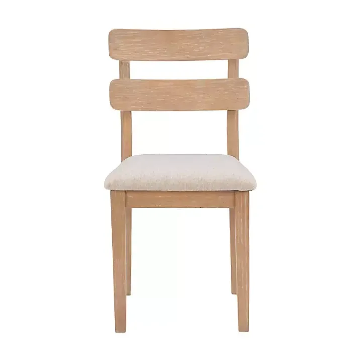 Natural Wood Slatted Back Dining Chairs, Set of 2
