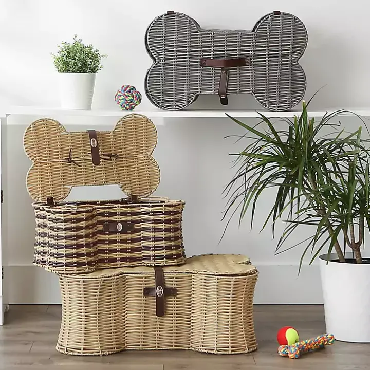 Natural Woven Bone Shaped Basket, 24 in.