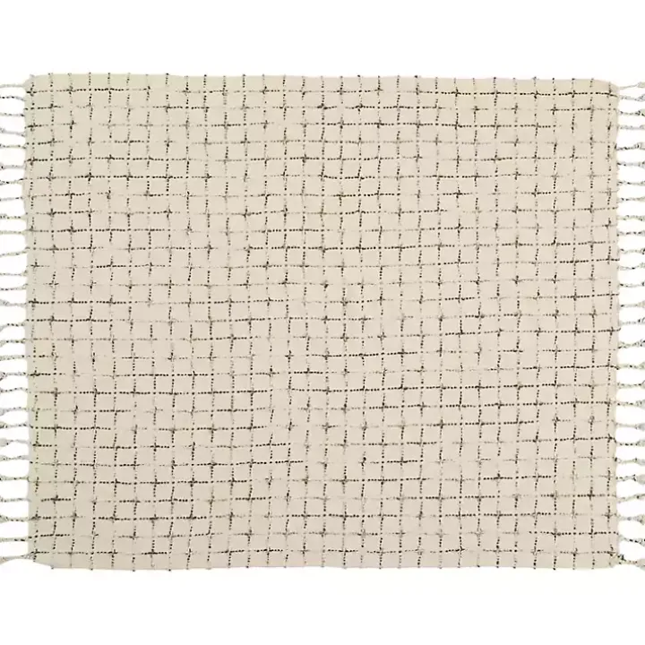 Natural Woven Grid Throw