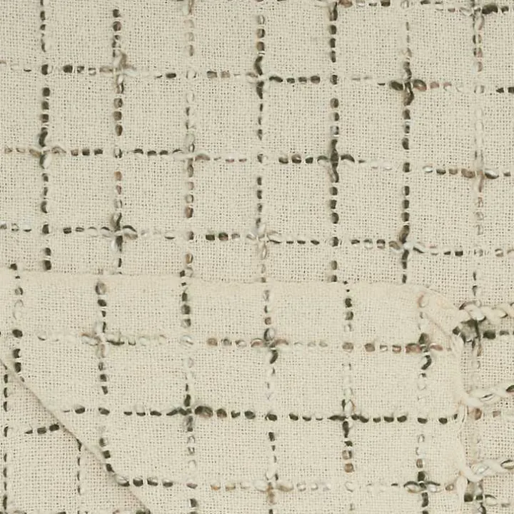 Natural Woven Grid Throw