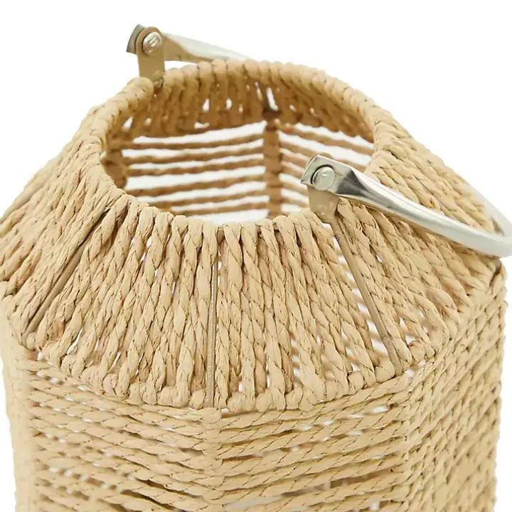 Natural Woven Lantern with Glass Holder, 12in.
