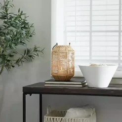 Natural Woven Lantern with Glass Holder, 12in.