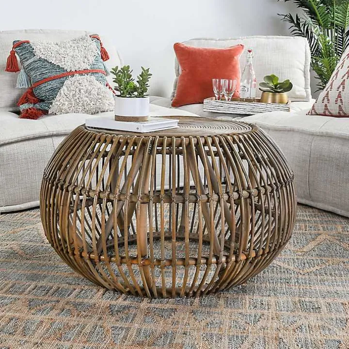 Natural Woven Rattan Round Coffee Table