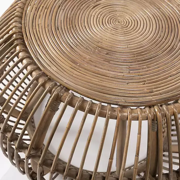 Natural Woven Rattan Round Coffee Table